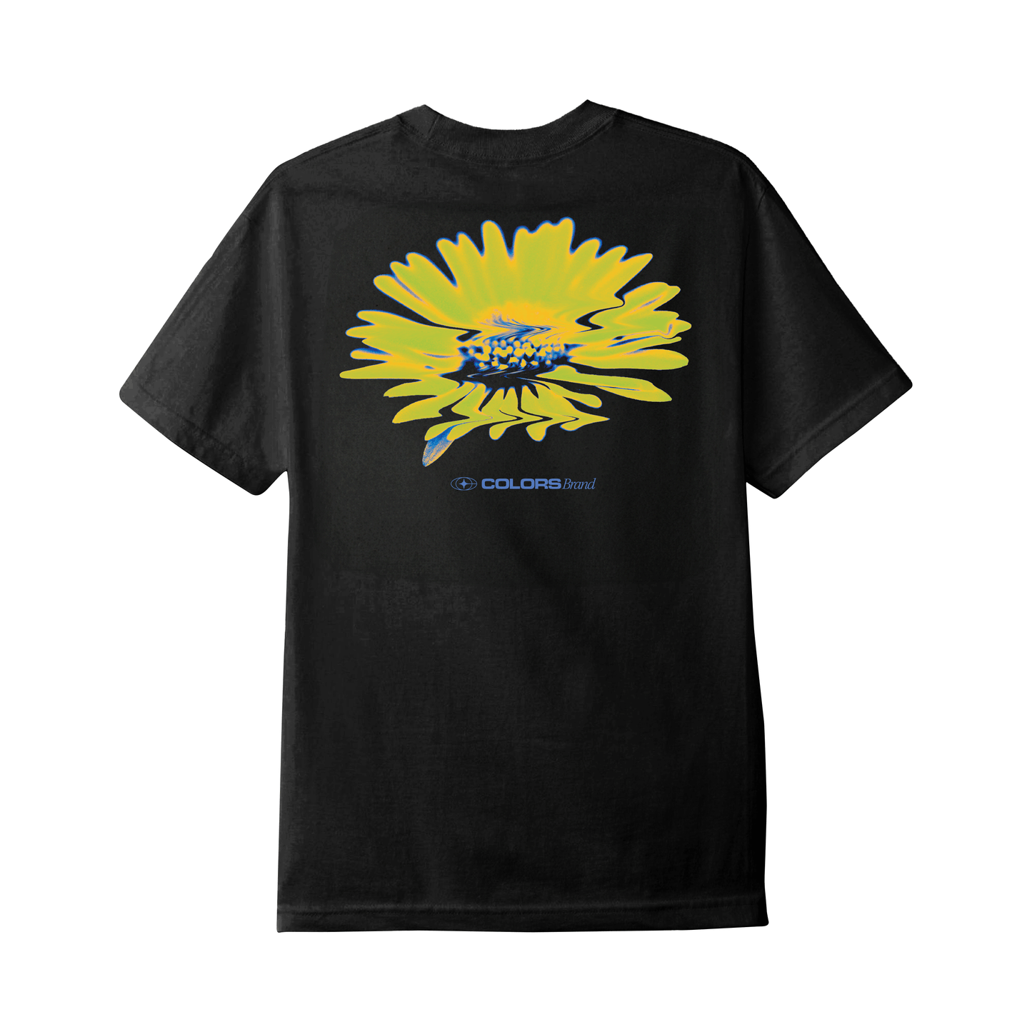 Camiseta Colors Psychadeli Yellow Flower Preto