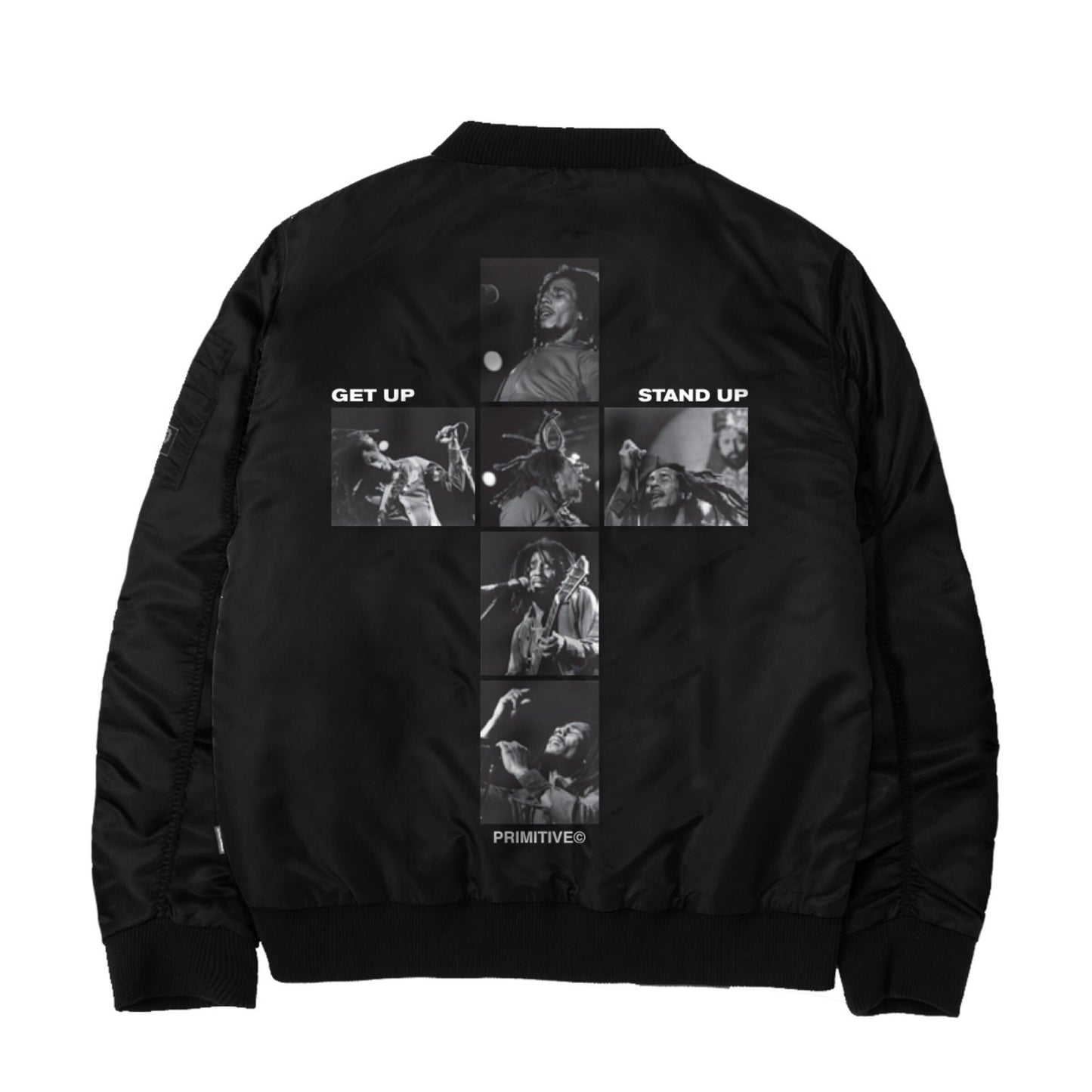 Jaqueta Primitive X Bob Marley King Bomber Preto