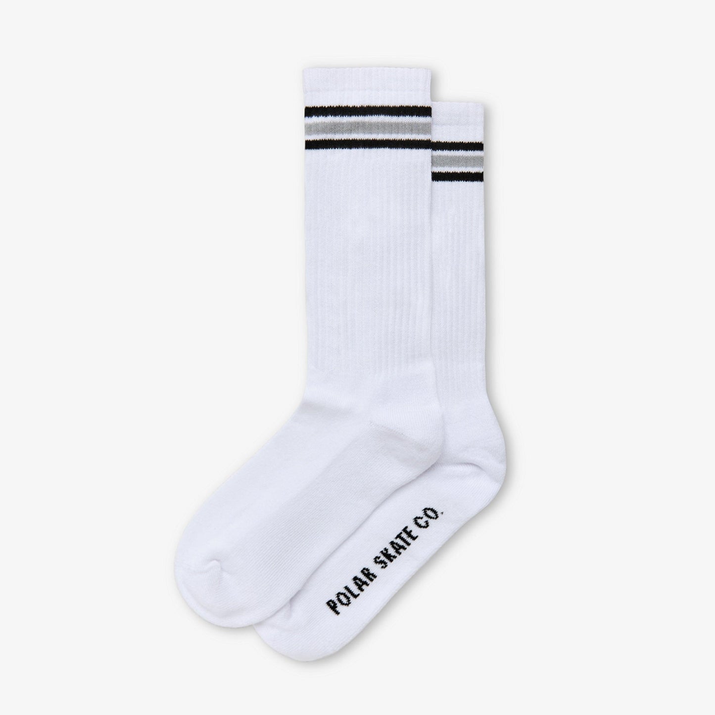 Meia Polar Stripe Long Branco/Cinza