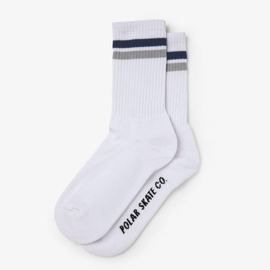 Meia Polar Stripe 39-42 Branco/Cinza/Azul
